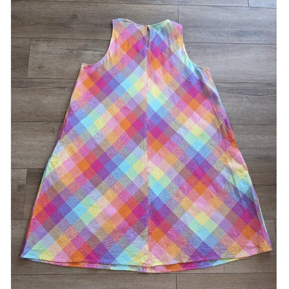 Lands' End Women’s Linen Dress‎ Plaid Multicolor Pocket Relaxed Fit XL Tall - Picture 11 of 13